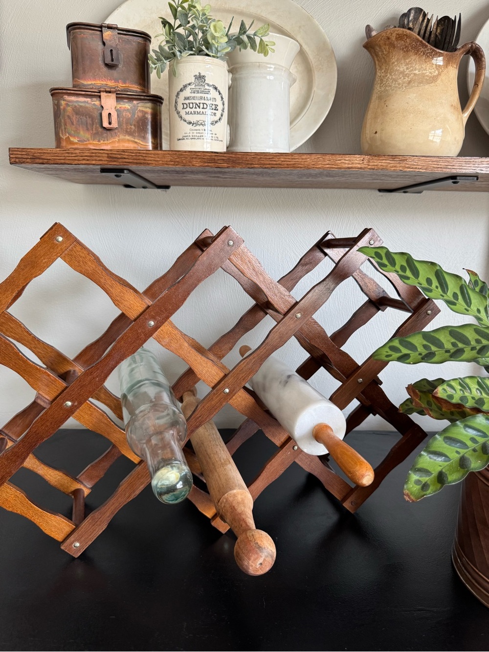Folding Wooden Wine Rack - Warm Brown